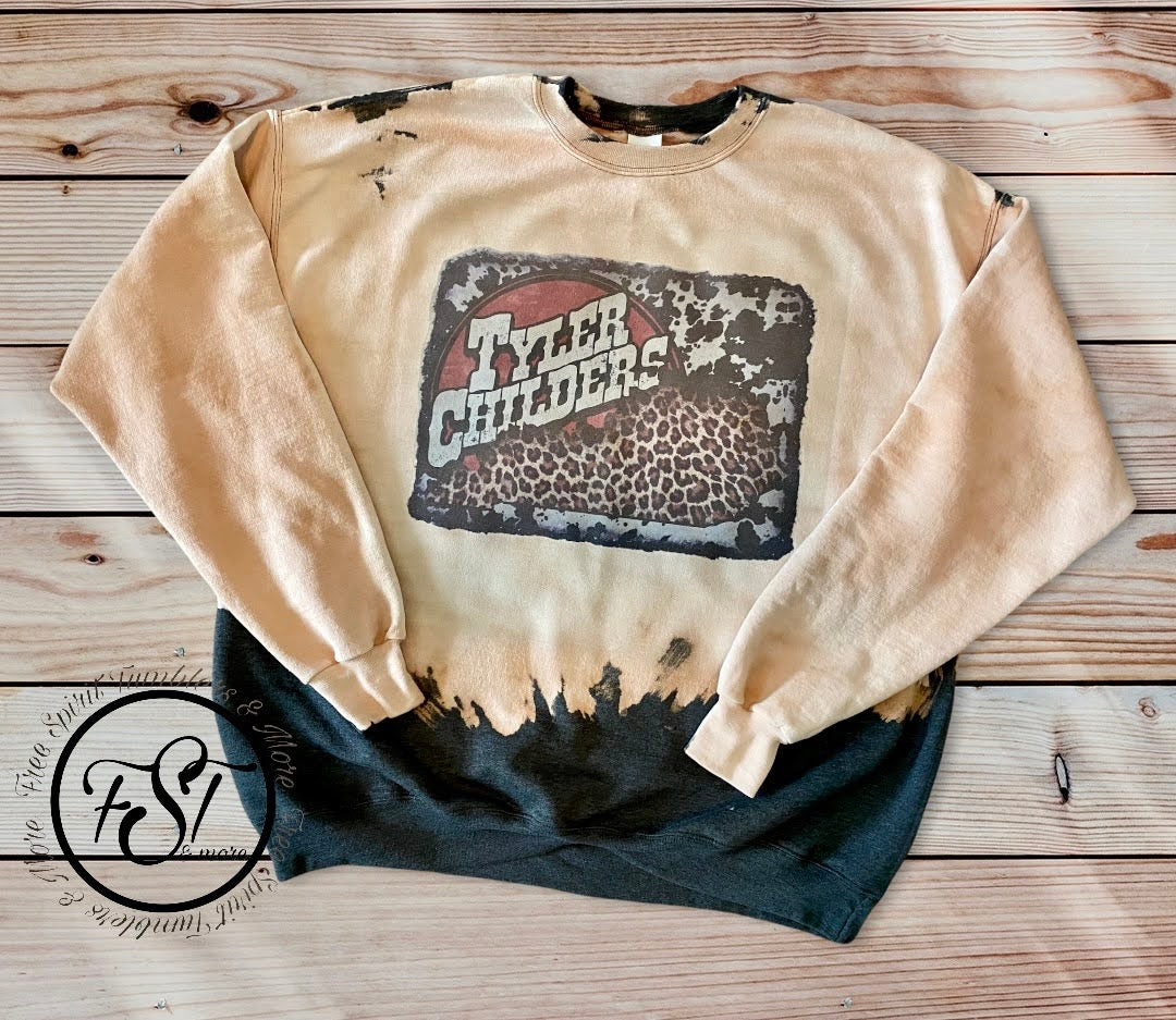 Country rock and roll band Childers leopard bleached sweatshirt or T-shirt