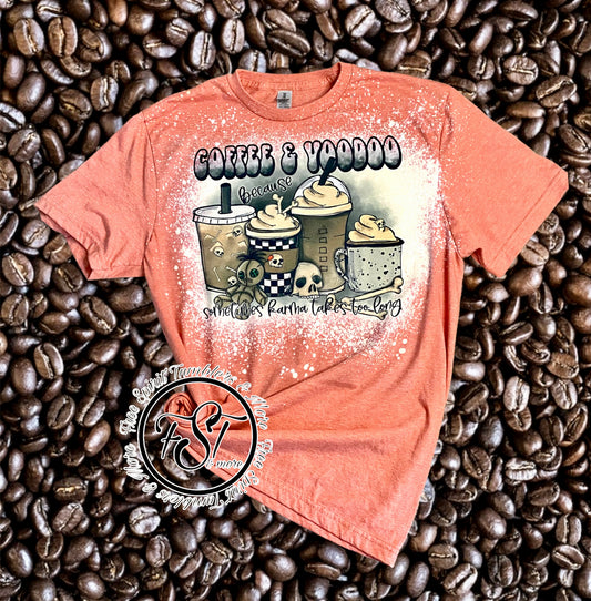 Coffee and Voodoo bleached T-shirt